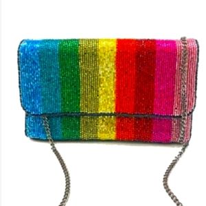 Glamorous Rainbow 🌈 Bead Clutch Handbag